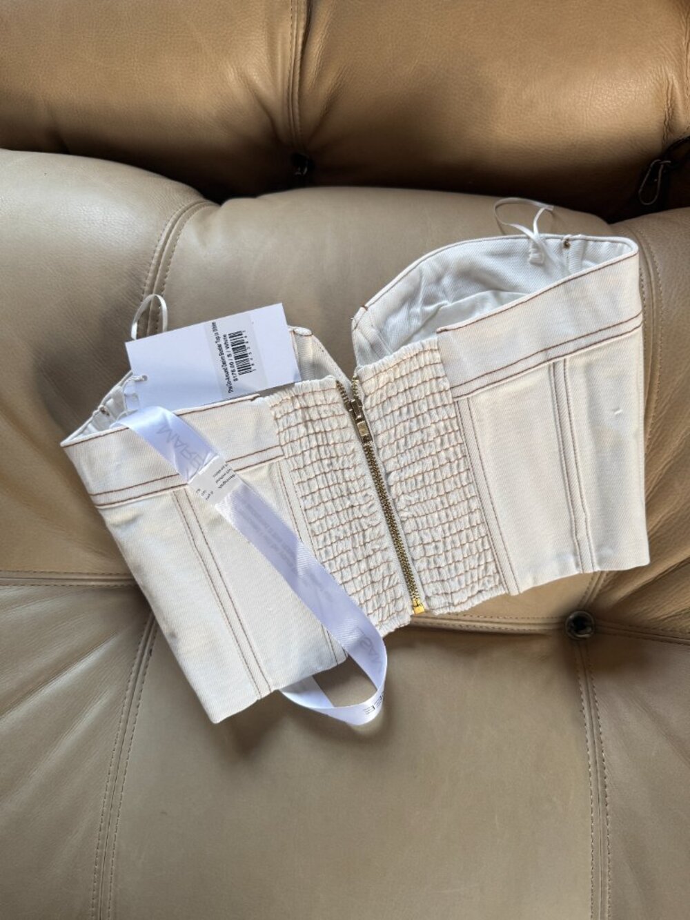 Lisa Maree The Go-Around Denim Bustier Top in White - Picture 5 of 5